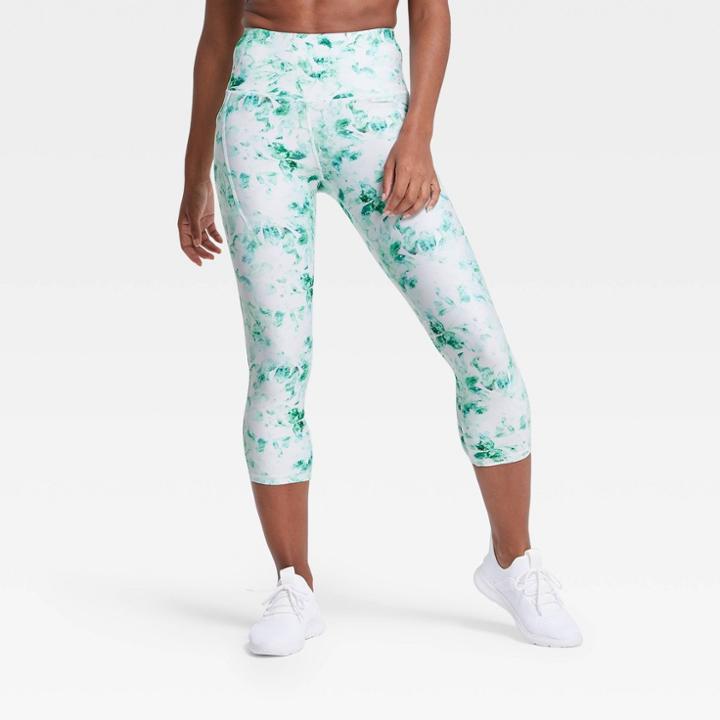 Women's Floral Print Sculpted High-rise Capri Leggings 21 - All In Motion Green
