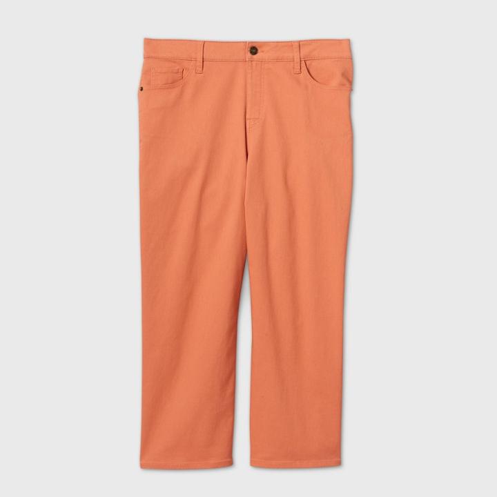Women's Plus Size Wide Leg Ankle Length Chino Pants - Ava & Viv Pink