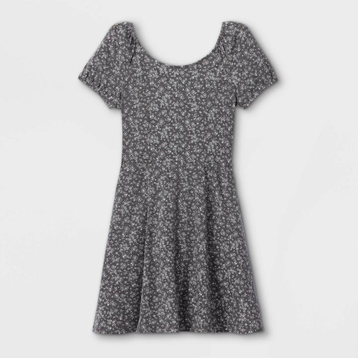 Girls' Bow Back Short Sleeve Dress - Art Class Gray