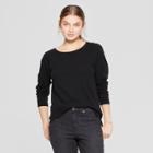 Women's Long Sleeve Crew Neck T-shirt - Universal Thread Black