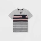 Boys' Short Sleeve Striped Henley Shirt - Cat & Jack Gray