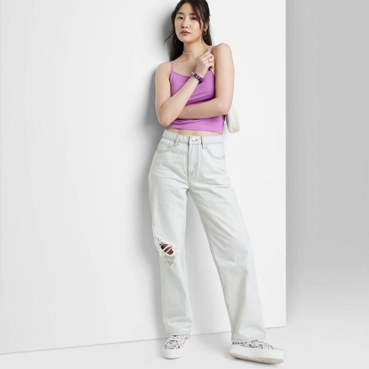 Women's High-rise Straight Dad Jeans - Wild Fable Light Wash