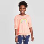 Girls' Long Sleeve Rainbow Cozy Pullover - Cat & Jack Bright Peach Xs, Girl's,
