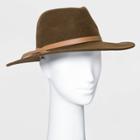 Women's Wide Brim Felt Fedora Hat - Universal Thread Olive, Green