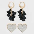 Sugarfix By Baublebar Whimsical Statement Earring Gift Set - Silver Glitter/black, Women's, Size: Small, Black
