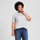 Women's Plus Size Rib Drapey T-shirt - Ava & Viv Light Heather Gray X