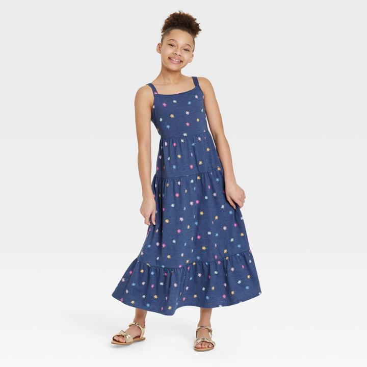 Girls' Tiered Knit Maxi Sleeveless Dress - Cat & Jack Blue