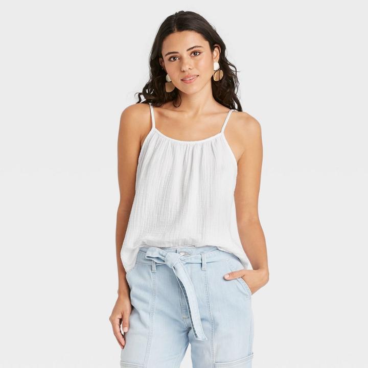Women's Gauze Tank Top - Universal Thread True White