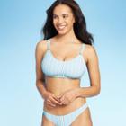 Women's Seersucker Strappy Bralette Bikini Top - Xhilaration Tropical Blue Stripe D/dd Cup, Women's