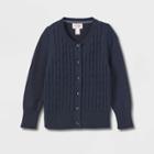 Toddler Girls' Crew Neck Cable Knit Uniform Sweater - Cat & Jack Blue