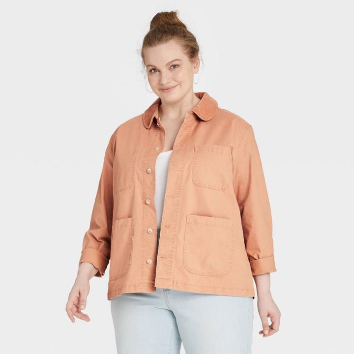 Women's Plus Size Chore Jacket - Universal Thread Brown