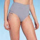 Women's Gingham Side Cinch High Waist Bikini Bottom - Kona Sol Navy S, Women's, Size: