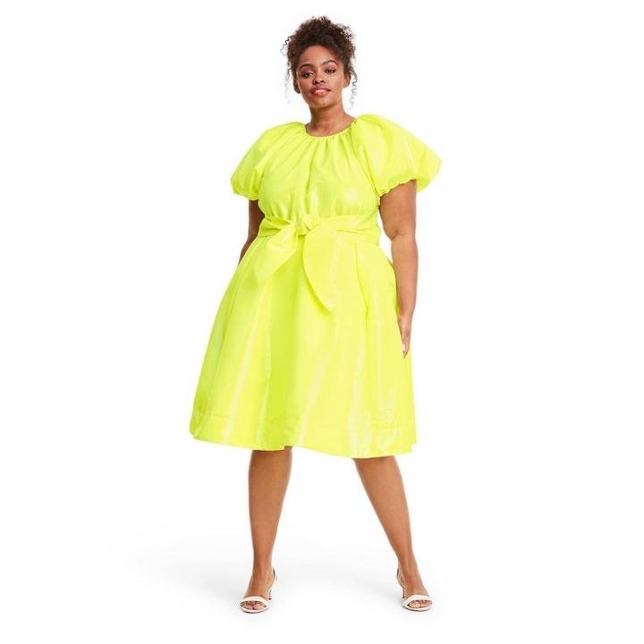 Plus Size Puff Sleeve Tie Waist Volume Dress - Christopher John Rogers For Target Yellow