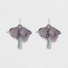Chiffon Flower And Seed Beaded Tassel Drop Earrings - A New Day Gray