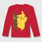 Boys' Pokemon Pikachu Long Sleeve Graphic T-shirt - Red