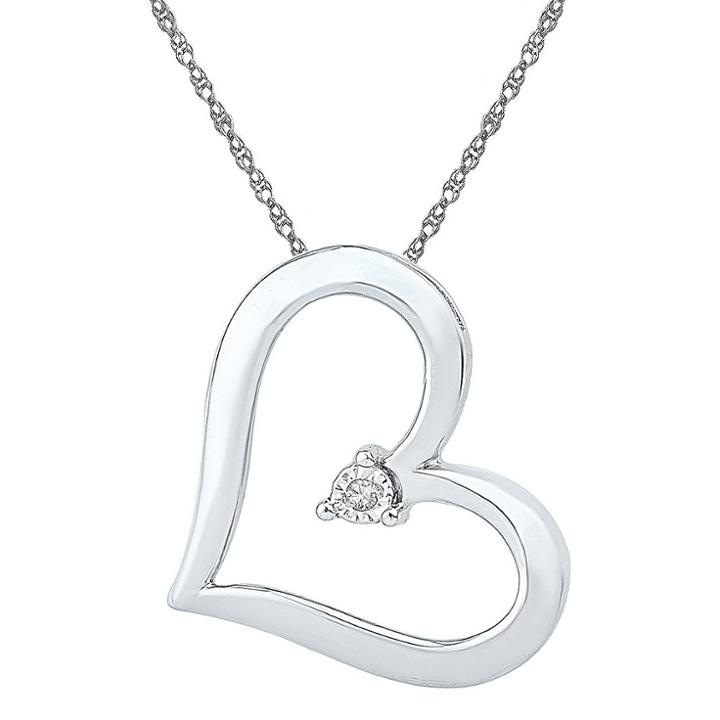 Target 0.010 Ct. T.w. Round White Diamond Miracle Set Heart Pendant In Sterling Silver (ij-i2-i3), Girl's