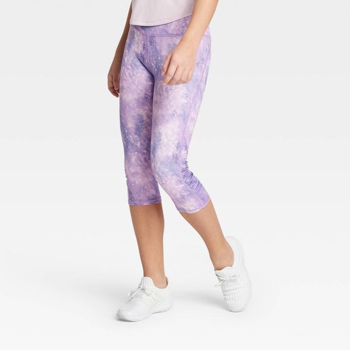 Girls' Ruched Performance Capri Leggings - All In Motion Purple