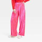 Women's High-rise Wide Leg Velvet Pull-on Pants - A New Day Pink