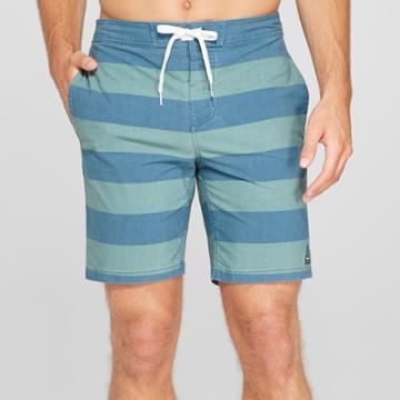 Trinity Collective Men's Striped 8.5 Rugby Board Shorts - Deep Teal