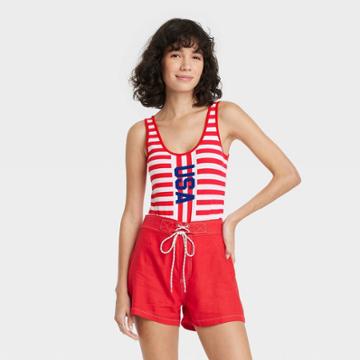 Iml Women's Usa Stripes Graphic Bodysuit - White
