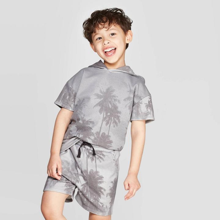 Target Toddler Boys' Palm Tree T-shirt Pullover - Art Class Dark Gray
