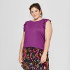 Women's Plus Size Ruffle Knit Sleeveless Tank - A New Day Purple