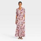 Women's Elbow Sleeve Button-front Dress - Knox Rose White Floral