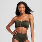 Mossimo Women's Grommet Bandeau Bikini Top - Olive (green) - D/dd Cup -
