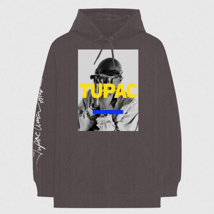 Men's Tupac Hooded Long Sleeve T-shirt - Gray