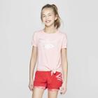 Target Umbro Girls' Shine Logo Side Tie T-shirt - Geranium Pink