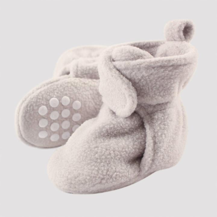 Luvable Friends Baby Fleece Lined Scooties - Light Gray 12-18m, Kids Unisex