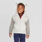 Toddler Boys' Bear Ears Zip-up Cardigan - Cat & Jack Off White/light Gray 5t, Toddler Boy's