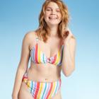 Women's Ring Front Triangle Bikini Top - Xhilaration Multi Stripe L, Women's, Size: Large,