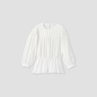 Women's Bishop Long Sleeve Shirred Waist Top - Prologue White
