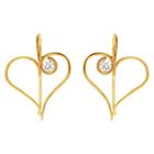 Journee Collection 1/5 Ct. T.w. Round-cut Cz Heart Dangle Prong Set Earrings In 14k Goldfill Sterling Silver - Gold, Girl's