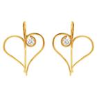 Journee Collection 1/5 Ct. T.w. Round-cut Cz Heart Dangle Prong Set Earrings In 14k Goldfill Sterling Silver - Gold, Girl's