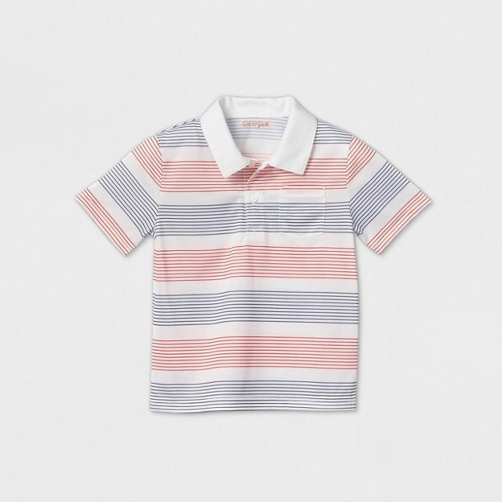 Toddler Boys' Polo Striped T-shirt - Cat & Jack White