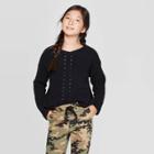 Girls' Long Sleeve Chenille Sweater - Art Class Black M, Girl's,