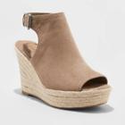Women's Cayla Microsuede Shield Espadrille Wedge Pumps - Universal Thread Taupe 5, Women's, Brown