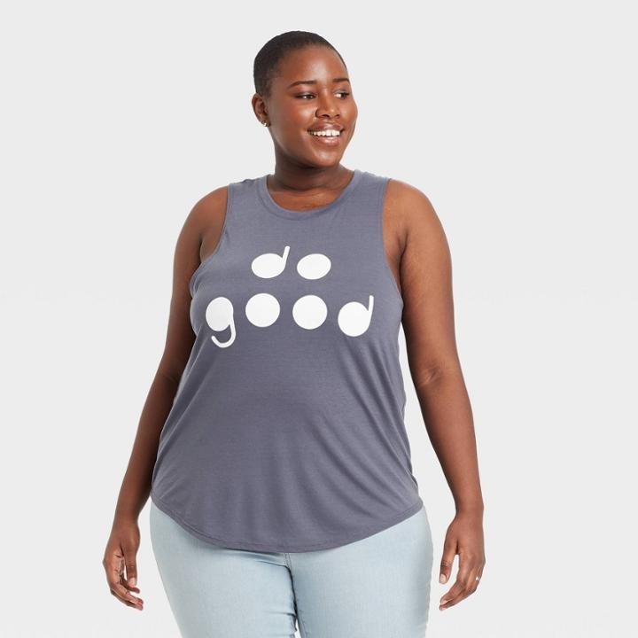 Grayson Threads Women's Plus Size Do Good Graphic Tank Top - Gray