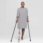 Women's Plus Size Geo Printed Tie Sleeve Shift Dress - Ava & Viv Navy/pink