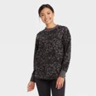 Women's Leopard Print French Terry Crewneck Pullover - All In Motion Charcoal Gray