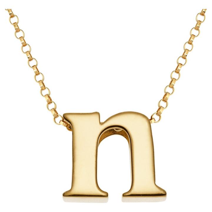 Target Women's Sterling Silver 'n' Initial Charm Pendant - Gold, N