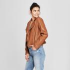Women's Faux Leather Moto Jacket - Universal Thread Brown