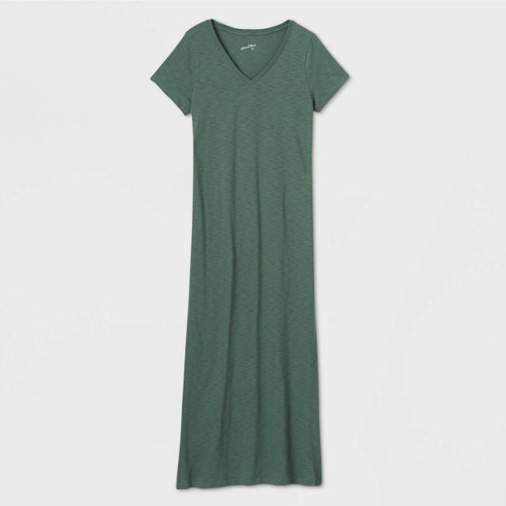 Women's Short Sleeve T-shirt Dress - Universal Thread Green