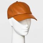 Women's Faux Leather Baseball Hat - A New Day Cognac Brown