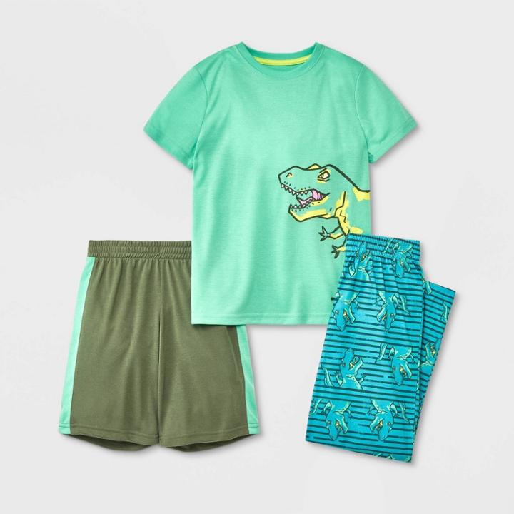 Boys' 3pc Pajama Set - Cat & Jack Green/dark Green