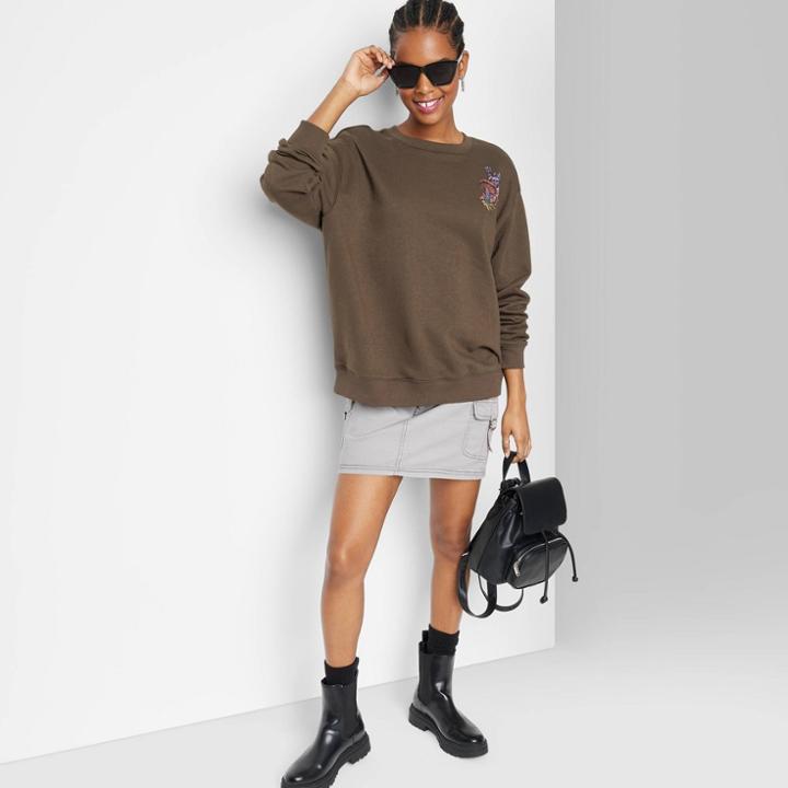 Women's Dad Sweatshirt - Wild Fable Brown Xxs