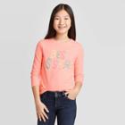 Girls' Long Sleeve Best Sister Graphic T-shirt - Cat & Jack Peach S, Girl's, Size: