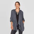 Women's Cinch Waist Drapey Jacket With Rolltab Sleeve & Pockets - Knox Rose Charcoal
